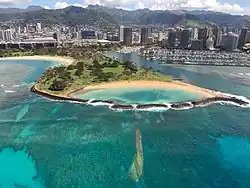 Helicopter view of Magic Island