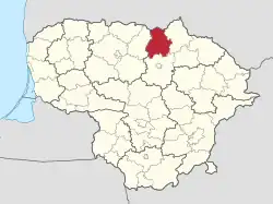 Location of Pasvalys district municipality within Lithuania