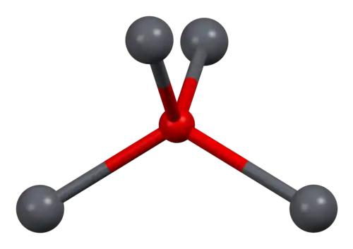 O coordinates distorted-tetrahedrally