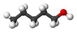 Ball and stick model of 1-pentanol