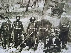 Cheta of Petar Chaulev with the Ohrid insurgents flag