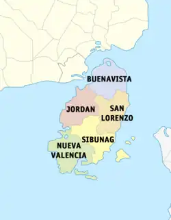 Political map of Guimaras showing its component municipalities