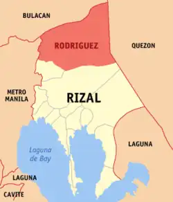 Map of Rizal with Rodriguez highlighted