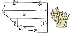 Location of Plum City in Pierce County, Wisconsin.