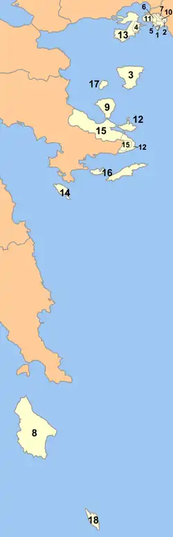 Location of municipalities within Piraeus Prefecture