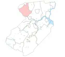 Location of Piscataway Township in Middlesex County highlighted in pink