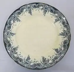 Laburnham pattern transfer-printed plate, typical of the middle-market bone china tableware made at Burslem