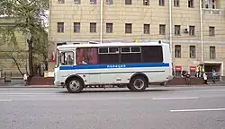 A PAZ-3205 police bus in Moscow, Russia.