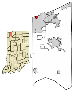Location of Ogden Dunes in Porter County, Indiana.
