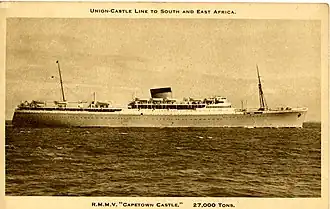 Postcard of RMMV Capetown Castle