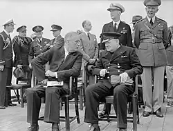 Image 39Winston Churchill (right, during the Atlantic Conference), consistent advocate of continental European integration, later along with his son-in-law Duncan Sandys (from History of the European Union)