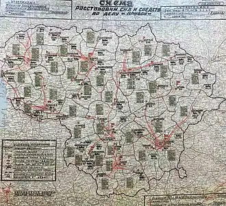 Image 85The plan of deportations of the civilian population in Lithuania during the Operation Priboi (1949) created by the Soviet MGB. (from History of Lithuania)