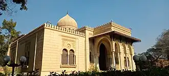 steps and entrance to the 2 stories palace housing the Islamic Ceramic Museum