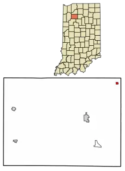 Location of Monterey in Pulaski County, Indiana.