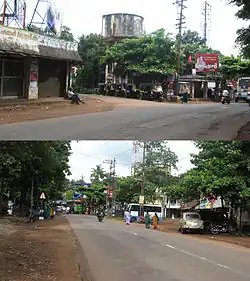 Punthalathazham Junction in 2011, seen from east (top) and west (bottom)