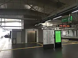 Lift and information board at the platform level
