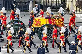 The gun carriage in 2022 at Elizabeth II's funeral
