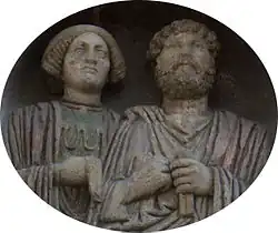 A medallion from a Roman grave reused in a house in Wels