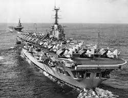 Image 40HMAS Sydney leading HMAS Melbourne (from History of the Royal Australian Navy)