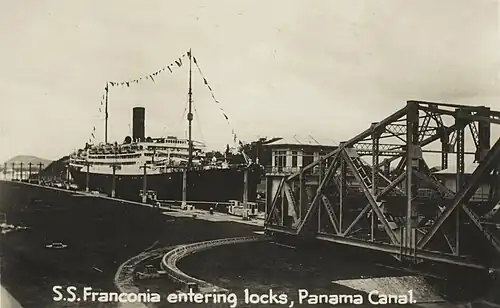 RMS Franconia, entering Panama Canal, ca. 1930