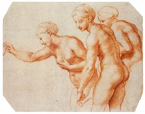 Red chalk study for the Villa Farnesina Three Graces