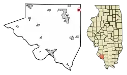 Location of Coulterville in Randolph County, Illinois.