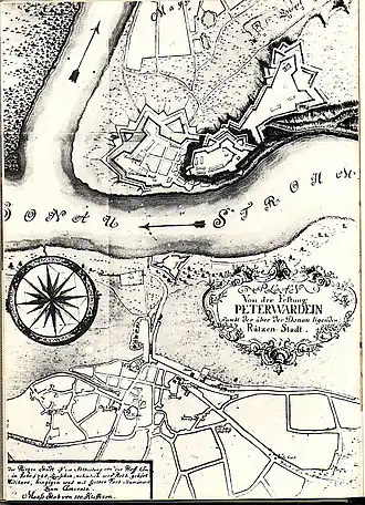 Map of Novi Sad (Ratzen Stadt) from 1745