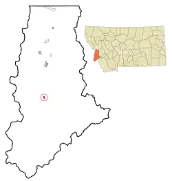 Location of Darby, Montana