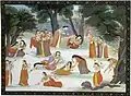 Re-Enacting Krishna's marvellous Deeds, Folio from the Bhagavata Purana series ascribed to a Master of the first generation after Manaku and Nainsukh. India, c. 1780-1785