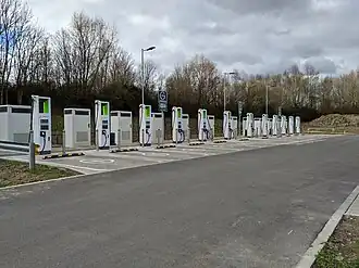 Electric-vehicle charging station near London (2023)