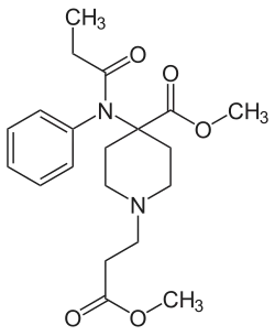 Chemical structure of remifentanil.