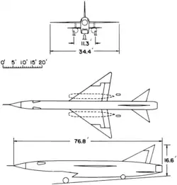 3-view line drawing of the Republic XF-103