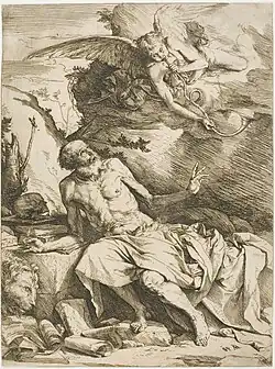 St. Jerome and the Trumpet of the Last Judgment, ca. 1621, etching & engraving, 31.5 x 23.6&nbsp;cm.
