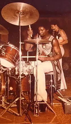 Robin Russell drumming with New Birth at the Total Experience Night Club on Crenshaw Blvd., Los Angeles, 1974