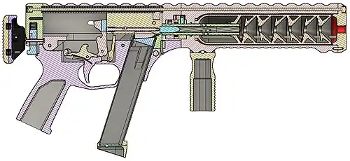 Cross section of the ROGUE-9 FTN3 Long version Submachine gun. It was released in 2025.