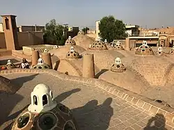 Rooftop view of the domes of the Sultan Amir Ahmed Hamam in Kashan, Iran (16th century)