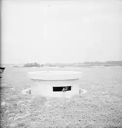 The turret of a Pickett-Hamilton fort, fully raised and manned during the Second World War.