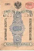 An international passport of the Grand Duchy of Finland from the late-1800s or early-1900s (About 1890)