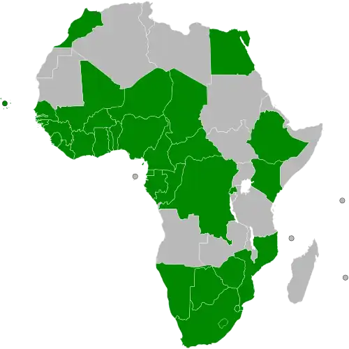 Map showing member countries of the Single African Air Transport Market.