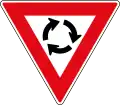 Yield at roundabout sign, left-hand traffic version