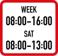 Applies during the specified days and hours