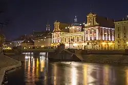 At night