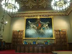 Council Chamber with its Renaissance coffered ceiling.