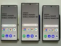 Front of the Samsung Galaxy Note 10 and Note 10+