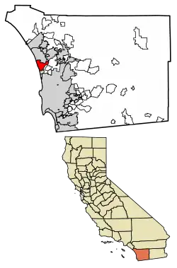 Location of Encinitas in San Diego County, California