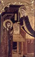 San Lucas recibiendo de la Virgen su Verónica. Unknown master.