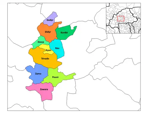 Provincial map of its departments