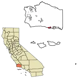 Location of Goleta in Santa Barbara County, California