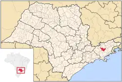 Location in the state of São Paulo and Brazil