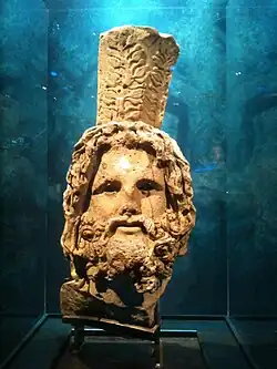 Head of Serapis, from a 3.7-metre (12&nbsp;ft) statue found off the coast of Alexandria